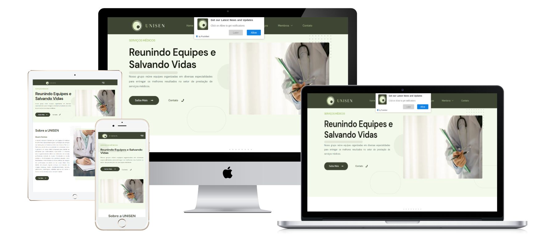Site da Grupo Unisen criado pela Lemon Pepper Design — imagem 1