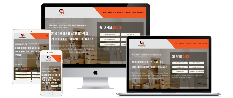 Site da Costa Removals Express criado pela Lemon Pepper Design — imagem 1