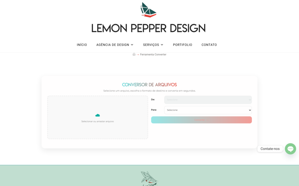 Print da página do Conversor de Arquivos da Lemon Pepper Design
