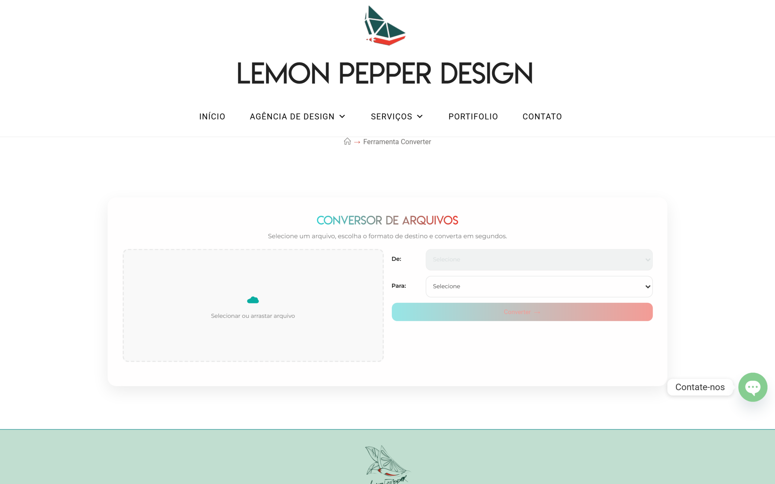 Print da página do Conversor de Arquivos da Lemon Pepper Design
